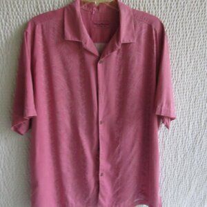 Tommy Bahama Silk Shirt XL Pink 1 Pocket Camp Aloha Short Sleeve Original Fit